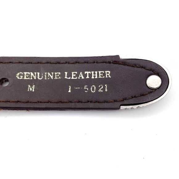 Captiva Brown Leather Silver Sunflower Link Concho Western Belt Size Medium VTG - Picture 8 of 10